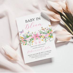 Baby in Bloom Floral Wildflower Bow Baby shower Kaart