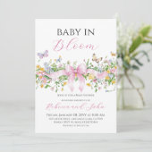 Baby in Bloom Floral Wildflower Bow Baby shower Kaart (Staand voorkant)