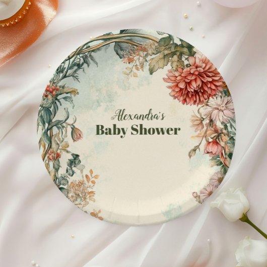 Baby in Bloom Floral Wildflower Papieren Bordje