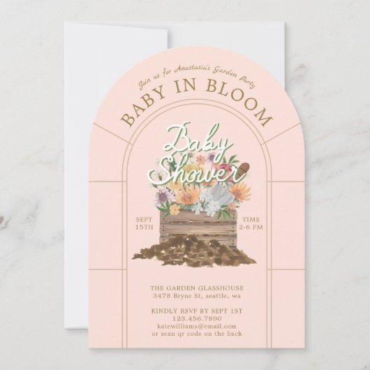 Baby in Bloom Floral Wood Crate Garden Baby shower Kaart (Voorkant)