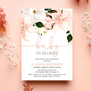Baby in Bloom florale lileuzen baby shower Kaart