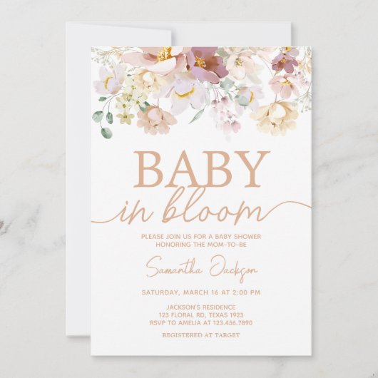 Baby in Bloom Florals Baby shower Kaart (Voorkant)