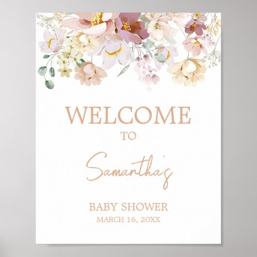 Baby in Bloom Florals Baby shower Welkom Poster (Voorkant)