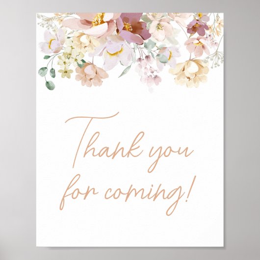 Baby in Bloom Florals Bedankt voor uw komst Poster (Voorkant)