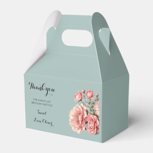 Baby in Bloom Flower Roos Roze Baby shower Bedankdoosjes (Voorkant Zijde)