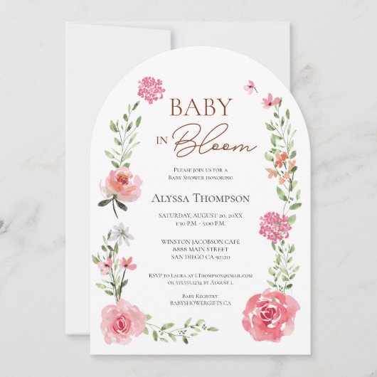 Baby in Bloom Flower thema Baby shower Arch Kaart (Voorkant)