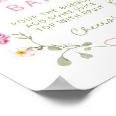 Baby in Bloom Flowers Pink Bow Momosa Bar Poster (Hoek)