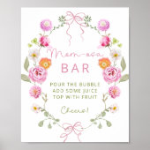 Baby in Bloom Flowers Pink Bow Momosa Bar Poster (Voorkant)
