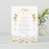 Baby in Bloom Foto wilde bloem geel Baby shower Kaart (Staand voorkant)