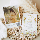 Baby in Bloom Foto wilde bloem geel Baby shower Kaart
