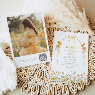 Baby in Bloom Foto wilde bloem geel Baby shower Kaart