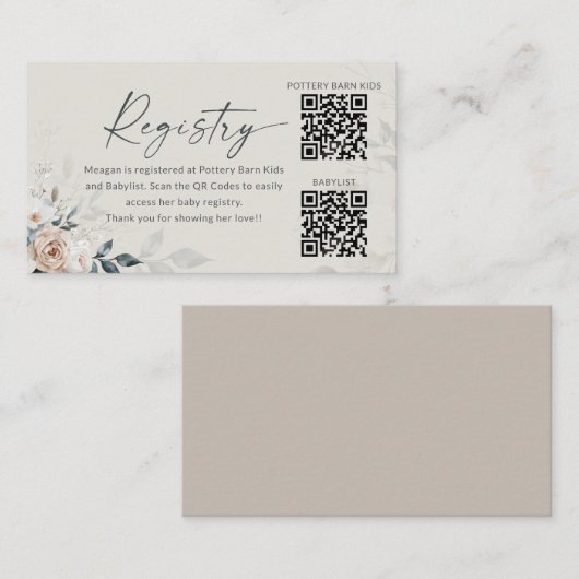 Baby in Bloom Franse Bloemen Rozen Registratie Kaa Informatiekaartje (Voorkant / Achterkant)