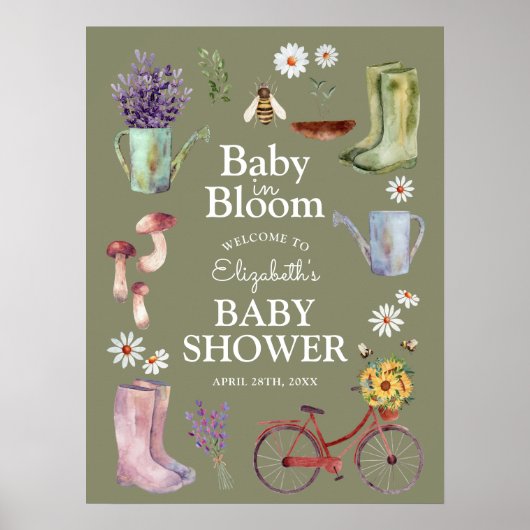 Baby in Bloom Garden Baby shower Welkomstbord Poster (Voorkant)