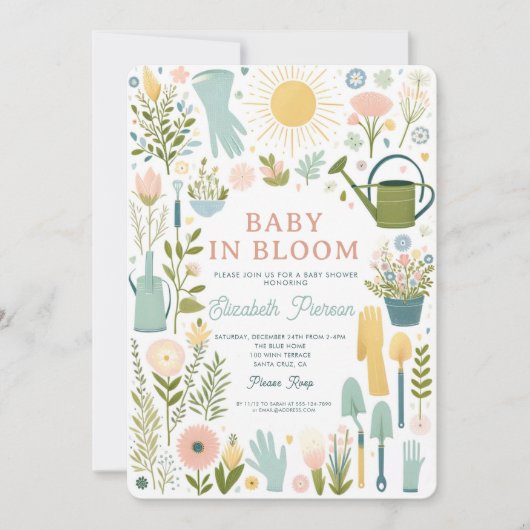 Baby in Bloom Garden Flowers Kleurrijk Baby shower Kaart (Voorkant)