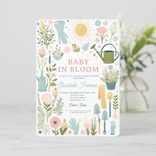 Baby in Bloom Garden Flowers Kleurrijk Baby shower Kaart