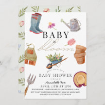 Baby in Bloom Gardening Tools Baby shower Invitati