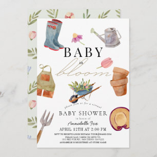 Baby in Bloom Gardening Tools Virtual Baby shower Kaart