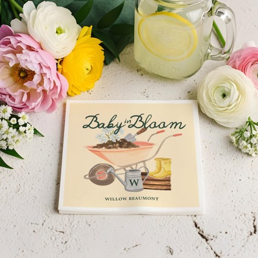 Baby in Bloom Gardening Wheelbarrow Baby shower Servet