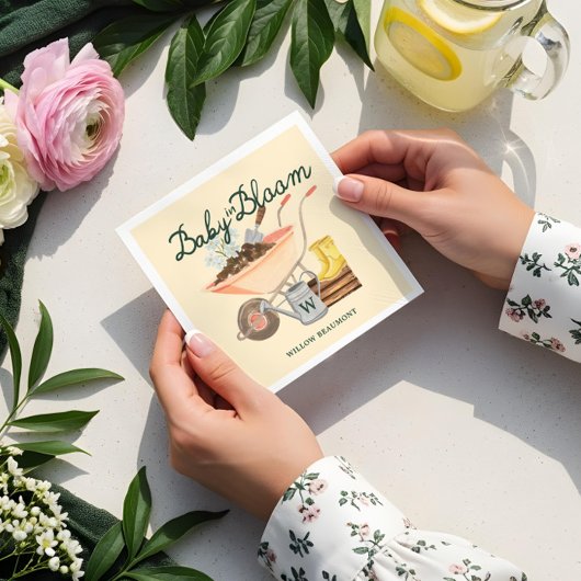 Baby in Bloom Gardening Wheelbarrow Baby shower Servet