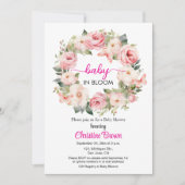 Baby in Bloom Garland Rozen Baby shower uitnodigin Kaart (Voorkant)