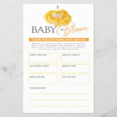 Baby in bloom geel baby shower bingovoorspellingen flyer (Achterkant)
