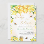 Baby in Bloom geel bloemetjes bijen Baby shower Kaart (Voorkant)
