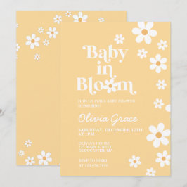 Baby in Bloom gele Daisy babyverjaardagsuitnodigin Kaart