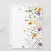 Baby in Bloom Gele & Paarse Wilde Bloemen Shower  Kaart (Achterkant)