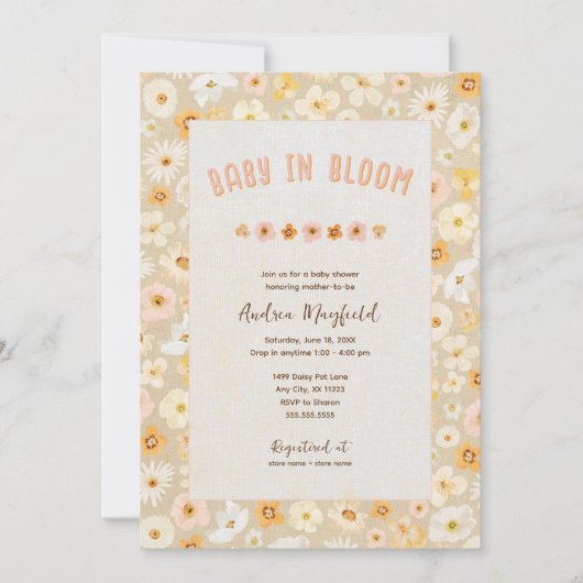 Baby in Bloom geperste bloemen baby shower Kaart (Voorkant)