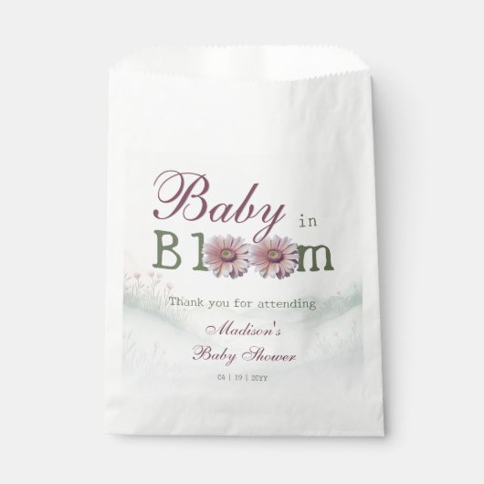 Baby in Bloom Gerber Daisies Baby shower Bedankzakje (Voorkant)