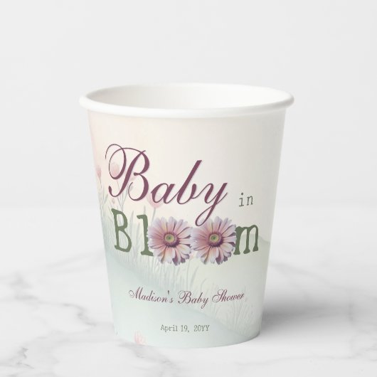Baby in Bloom Gerber Daisies Baby shower Papieren Bekers (Voorkant)