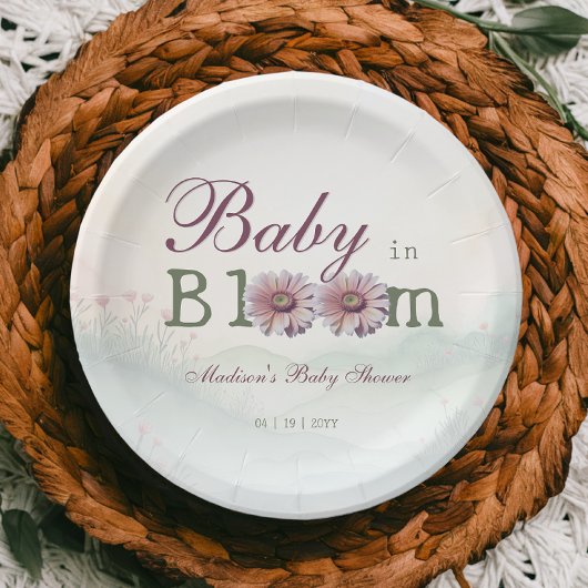 Baby in Bloom Gerber Daisies Baby shower Papieren Bordje
