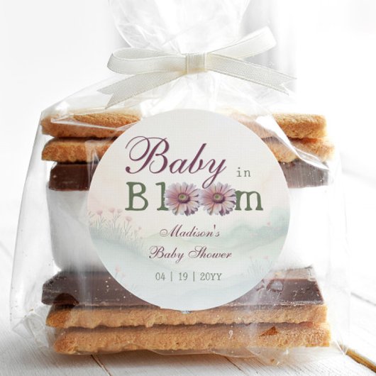 Baby in Bloom Gerber Daisies Baby shower Ronde Sticker