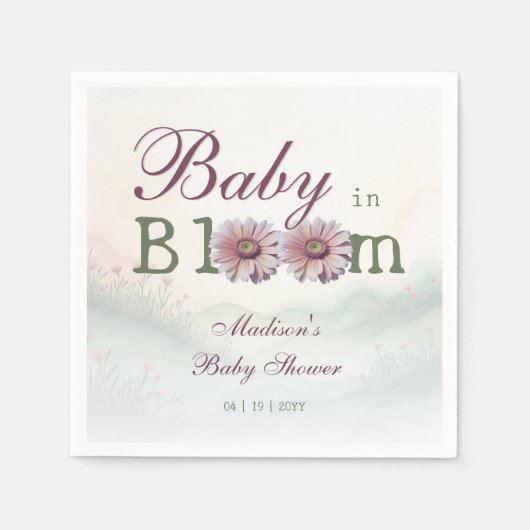 Baby in Bloom Gerber Daisies Baby shower Servet (Voorkant)