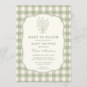 Baby in Bloom Gingham Baby Shower Kaart (Voorkant)