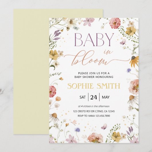 Baby in bloom girl Baby shower uitnodiging (Voorkant / Achterkant)