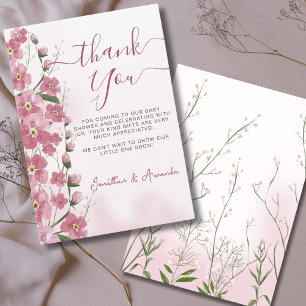 Baby in Bloom Girl Roze Bloemen Douche Bedankkaart