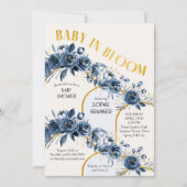 Baby in Bloom Gold Arch Blue Roos Baby shower Kaart (Voorkant)