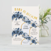 Baby in Bloom Gold Arch Blue Roos Baby shower Kaart (Staand voorkant)