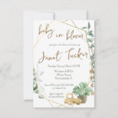 Baby in Bloom Gold Lijst, Greenery Baby shower Kaart (Voorkant)