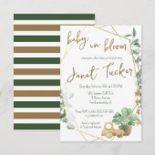 Baby in Bloom Gold Lijst, Greenery Baby shower Kaart (Voorkant / Achterkant)