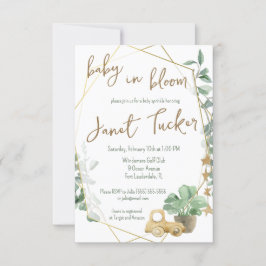Baby in Bloom Gold Lijst, Greenery Baby shower Kaart