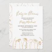 Baby in Bloom Gold Wildflower Sketch Baby shower Kaart (Voorkant / Achterkant)