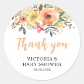Baby in Bloom Goud Sinaasappel Baby shower Ronde Sticker (Voorkant)