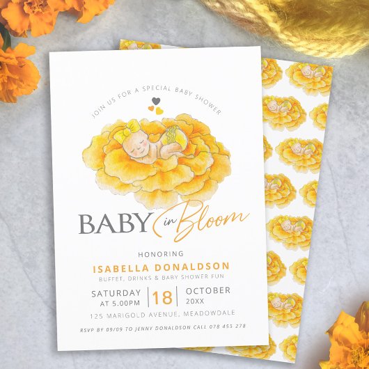 Baby in bloom goudsbloem babyshower uitnodigingen