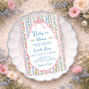 Baby in Bloom Grandmillennial Baby Shower Kaart