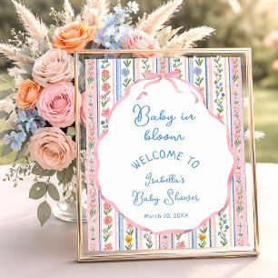 Baby in Bloom Grandmillennial Baby Shower Welkom Poster