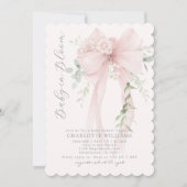 Baby in Bloom Greenery Bow Elegant Baby shower Kaart (Voorkant)