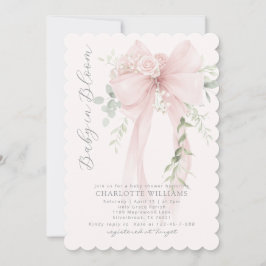 Baby in Bloom Greenery Bow Elegant Baby shower Kaart