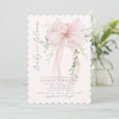 Baby in Bloom Greenery Bow Elegant Baby shower Kaart (Staand voorkant)